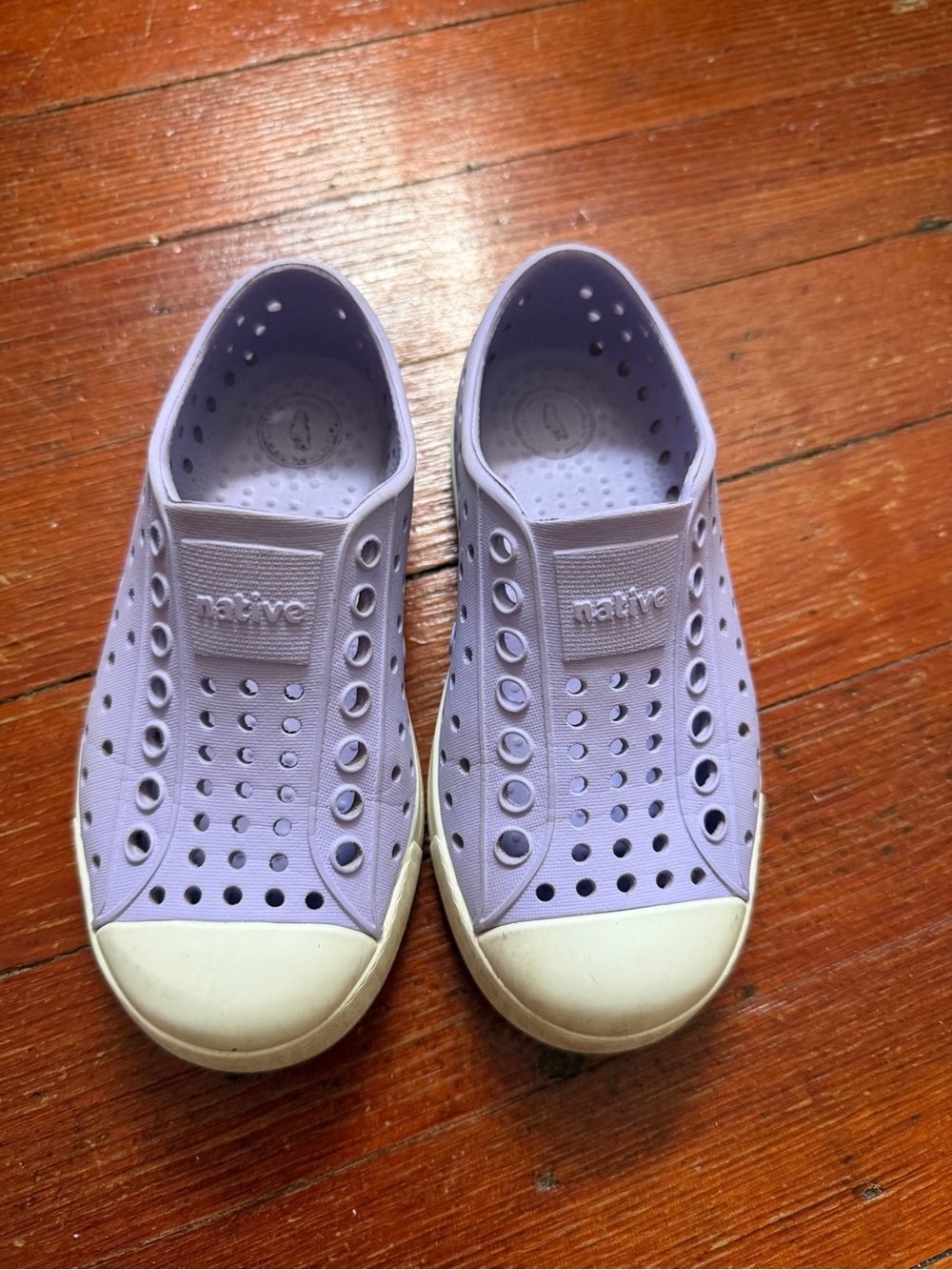 Native Kids Slip-On Water Shoes in Lavender with White Toe